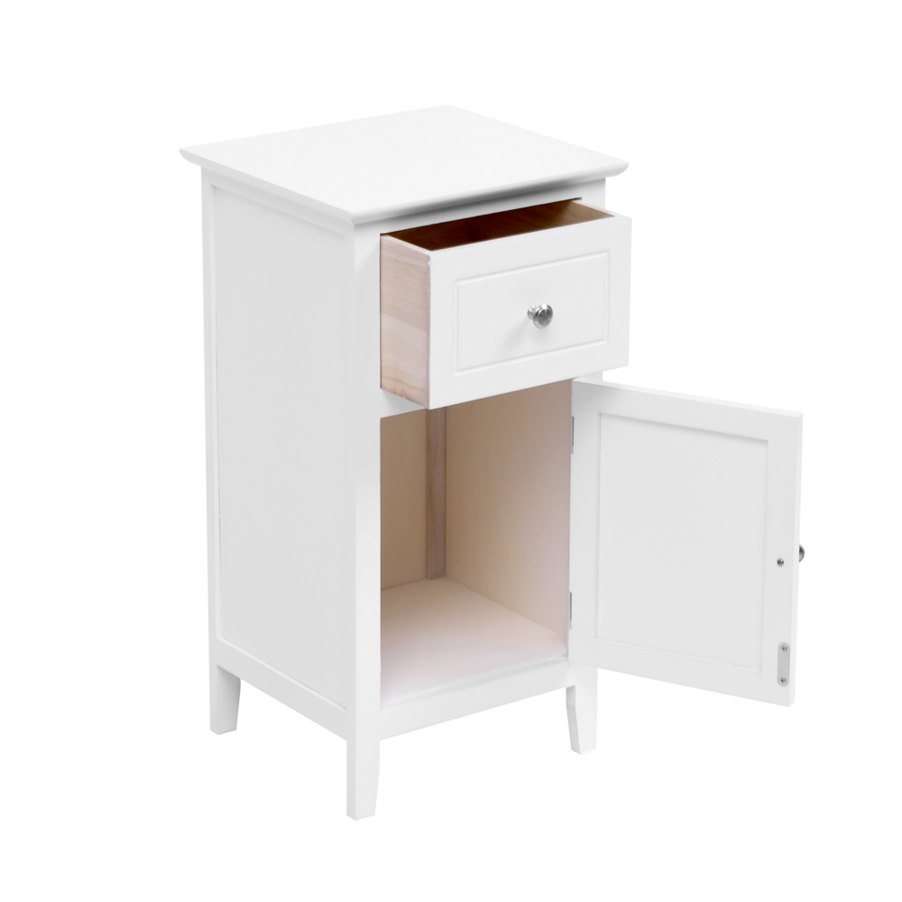 Happy Home Happy Home Nachttisch Beistelltisch Kommode mit 1 Schublade HSB15-WEI weiß