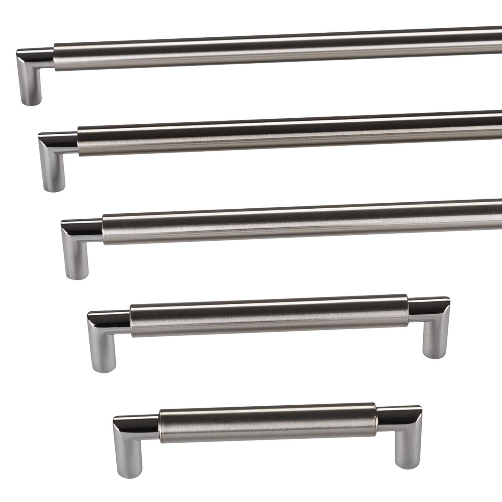 SO-TECH® Möbelgriff Stangengriff E9 echt Edelstahl Ø 16 mm BA 128 - 640 mm, Griff Schrankgriff Schubladengriff - incl. Schrauben