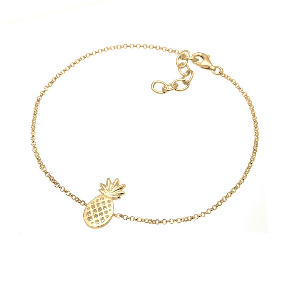 Elli Elli Bracelet de Cheville Ananas Pineapple Tropical 925 Sterling Silber Bijoux