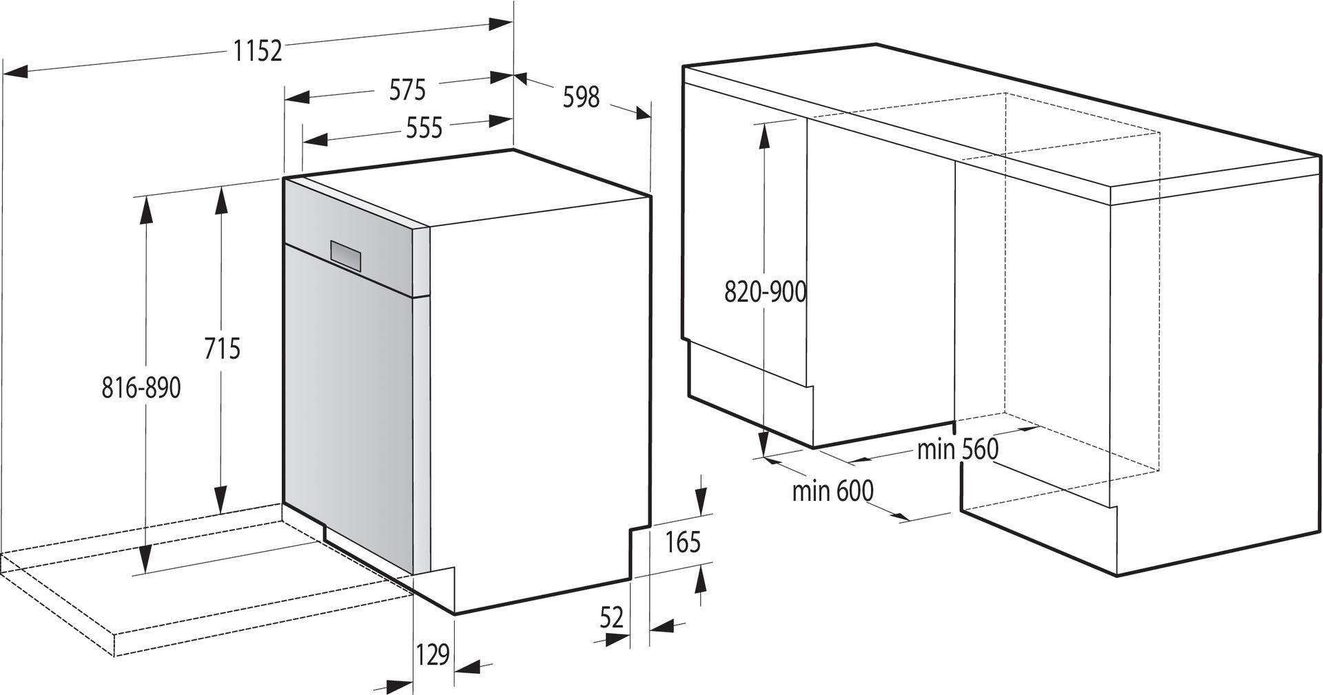 GORENJE Unterbaugeschirrspüler, GU 673B60X, 9,6 l, 16 Maßgedecke, TotalDry autom. Türöffnung