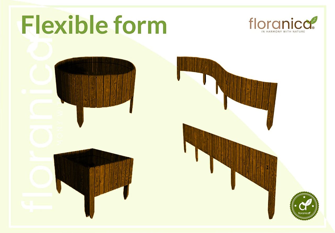 Pemicont Floranica Rollborder II Flexibler Holzzaun 203cm Höhe: 10cm Braun Imprägniert Kiefernholz Beeteinfassung Rasenkante Palisade Umzäunung für Obstgärten Beete Wege