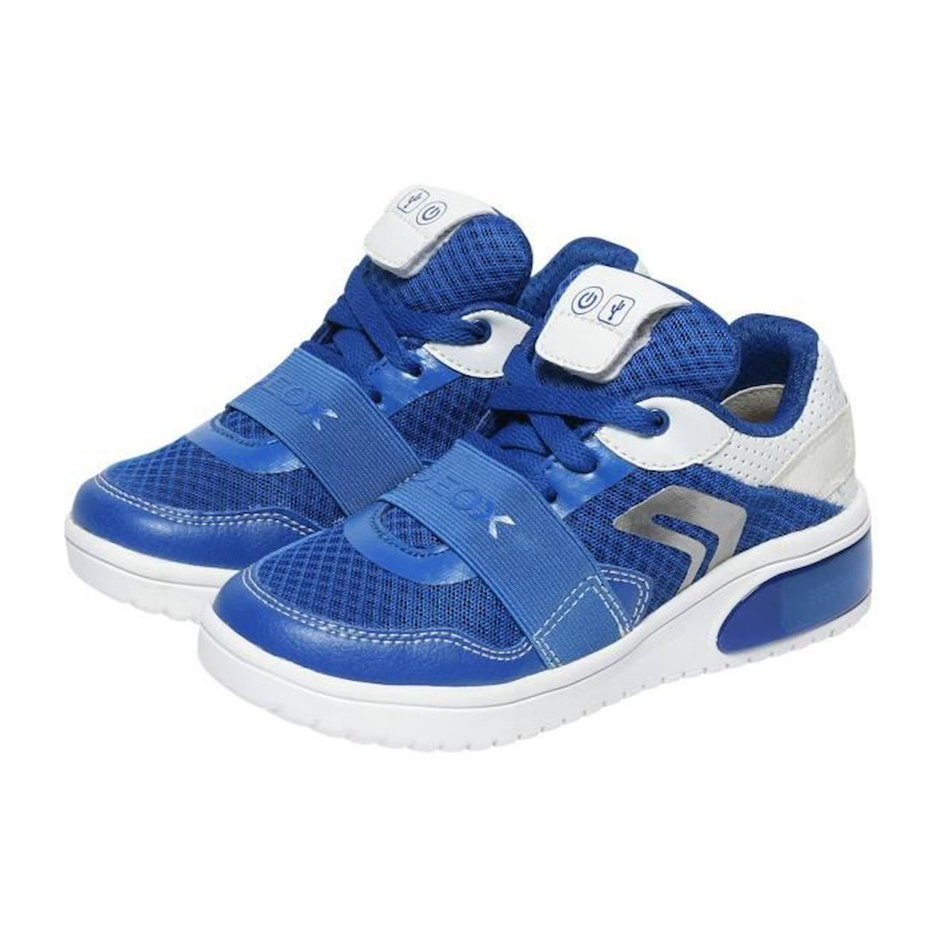 Basket Geox J XLED B. B ESH+GEOBUCK bleu