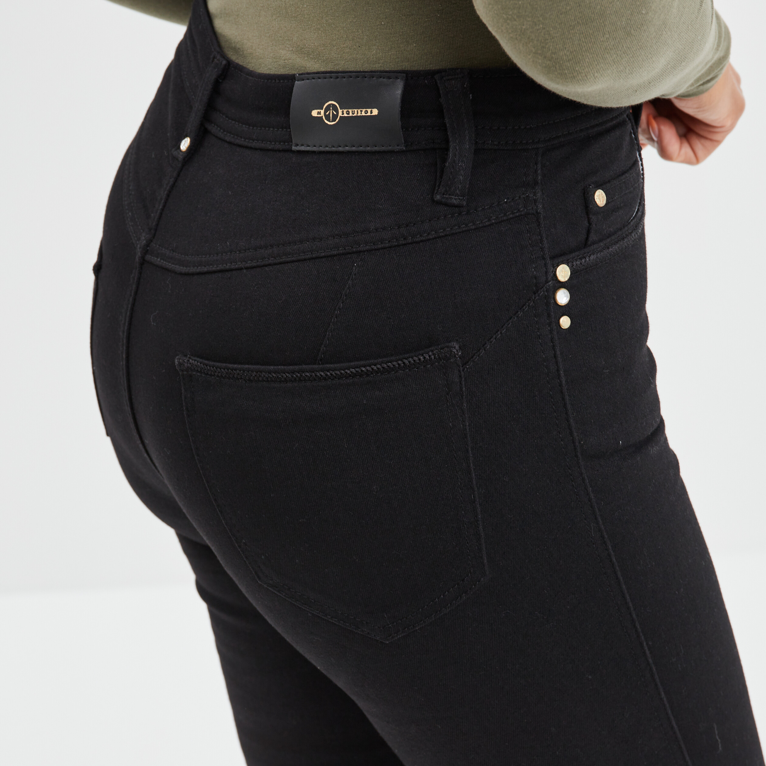 Jeans bootcut liserés métallisés denim noir femme | La Halle