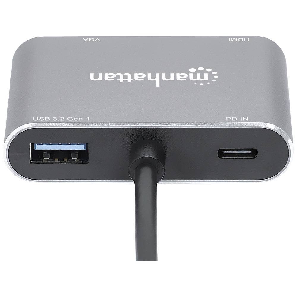 MANHATTAN Laptop-Dockingstation USB-C auf HDMI & VGA 4-in-1 Docking, USB-C® Power Delivery