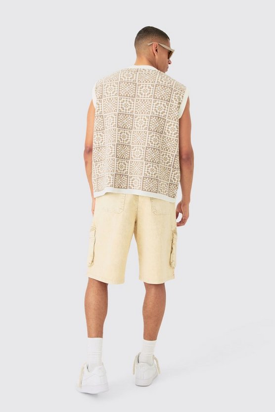 Gehäkeltes Oversize Tanktop mit V-Ausschnitt