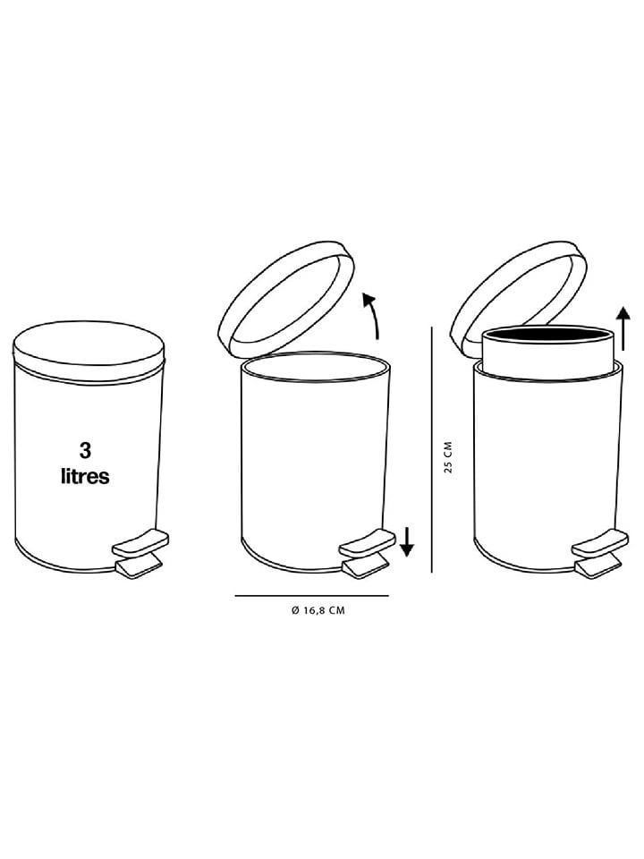 UTILITY Tretmülleimer in Rosa - Ø 16,8 cm x (H)25 cm - 3 l günstig kaufen onesize