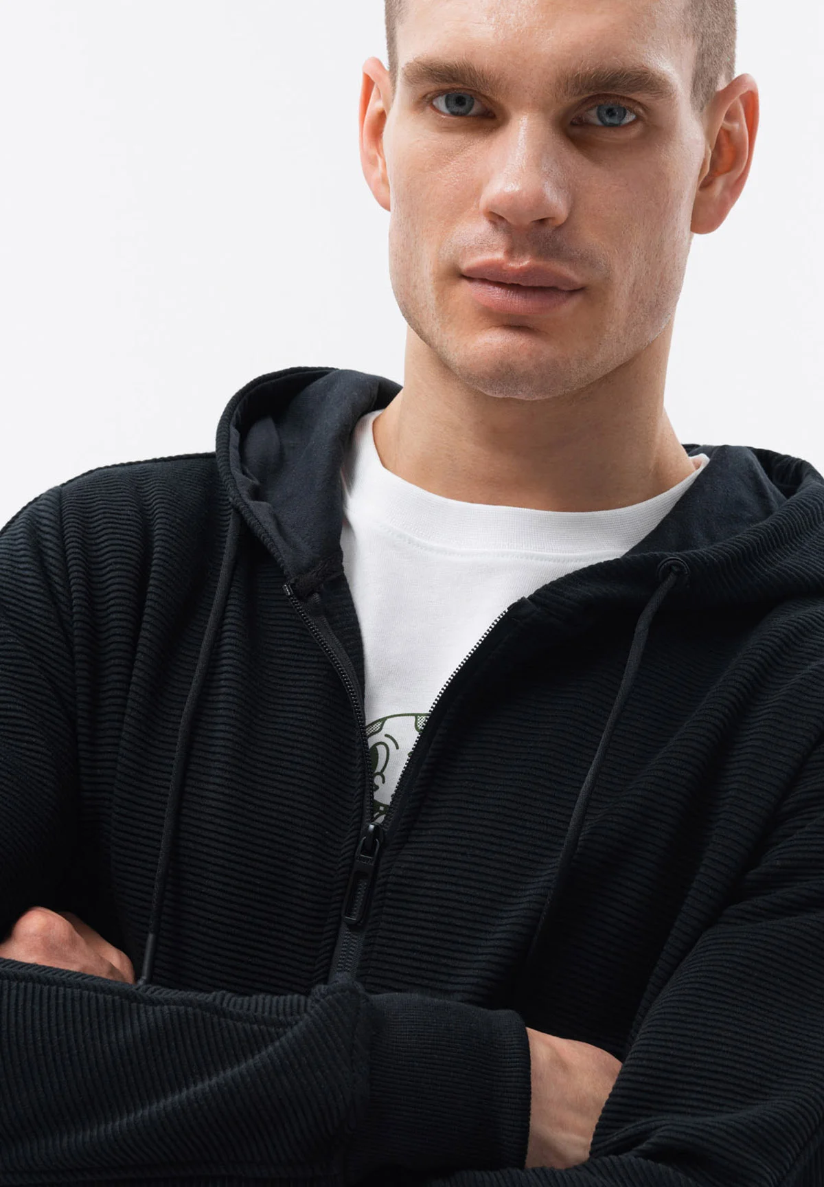 Sudadera con capucha y cremallera ombré