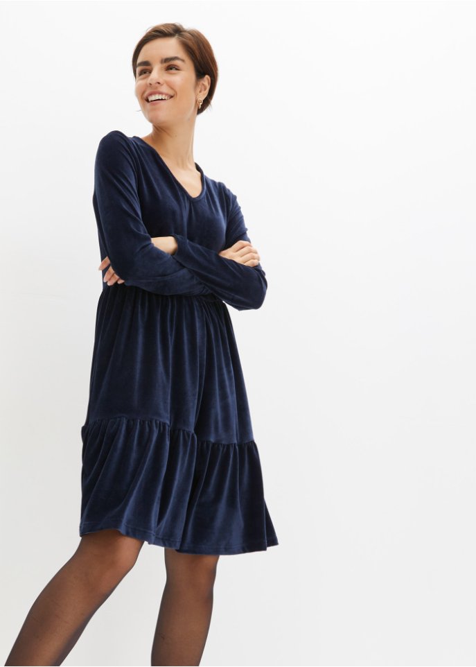 Cord-Kleid mit Langarm