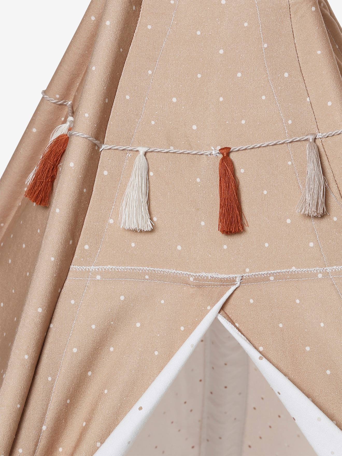 Vertbaudet Kinder Spielzelt GERONIMO, wendbares Tipi mit Holzstangen, FSC - mehrfarbig