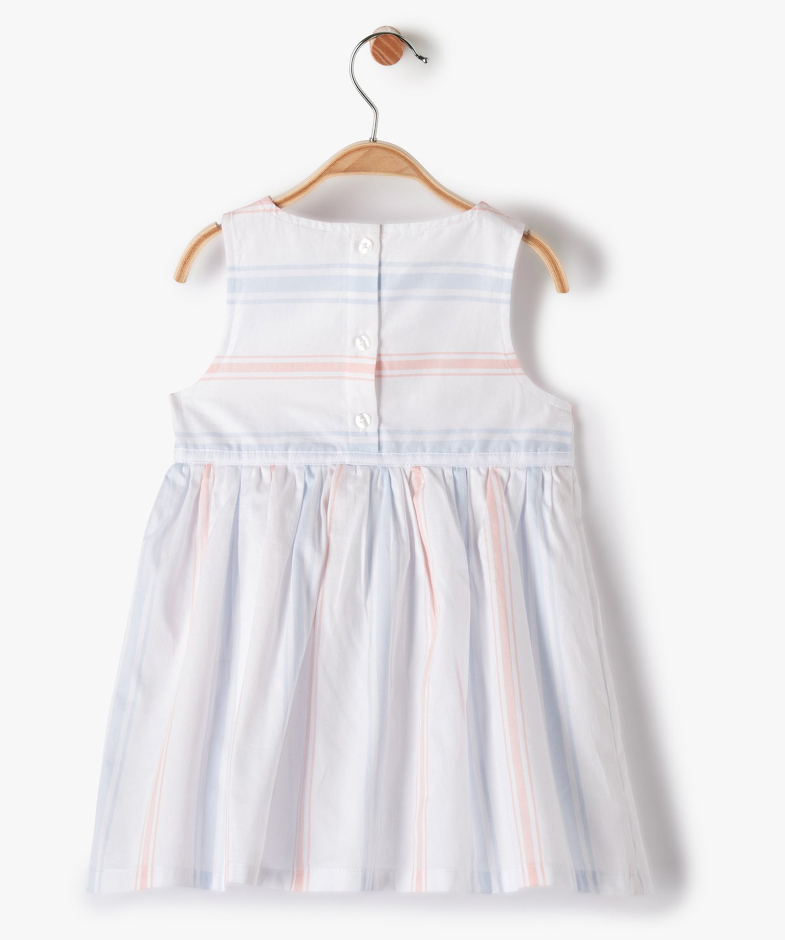 Robe bébé fille sans manches avec jupon raye | GEMO