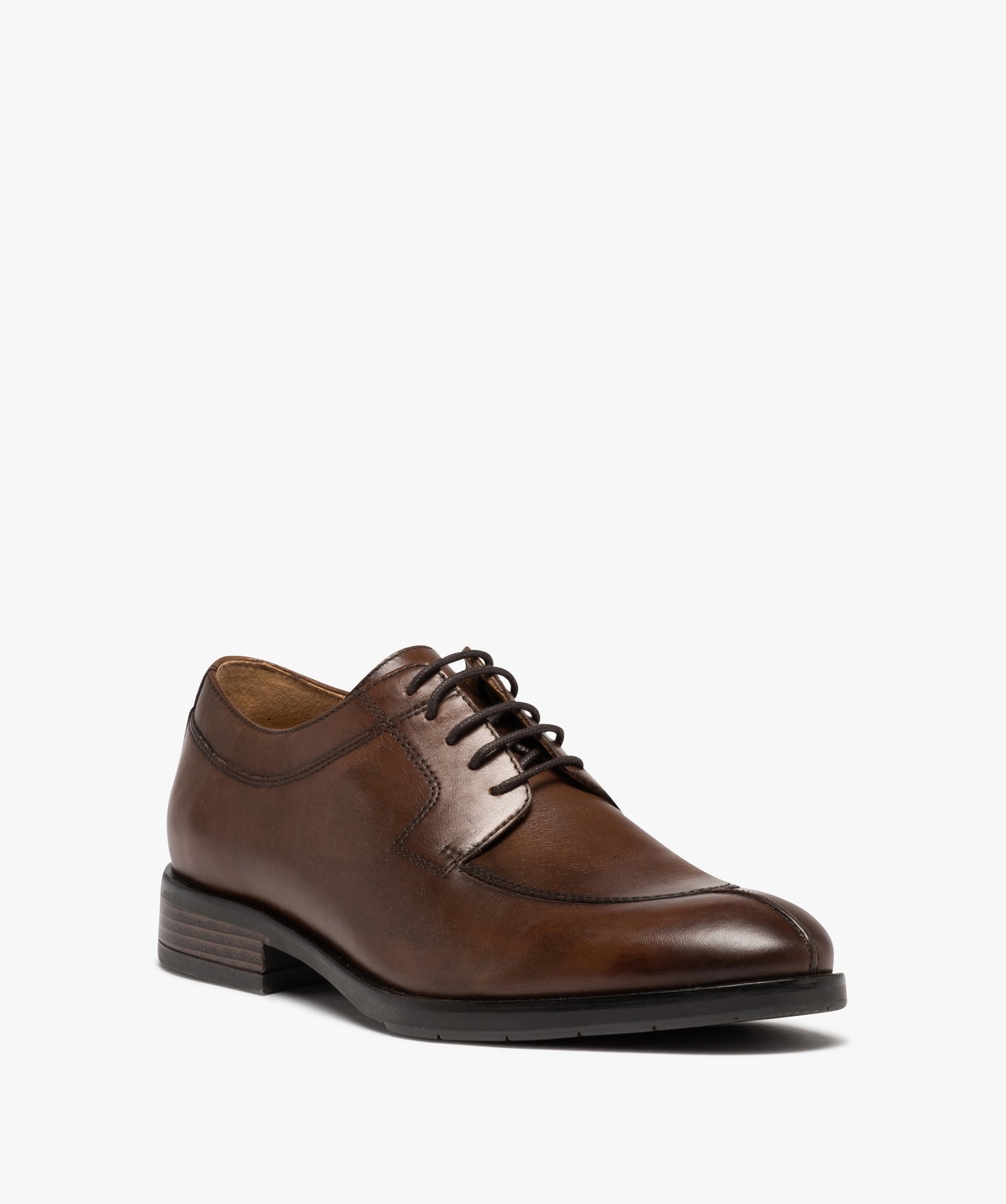 Derbies homme dessus en cuir uni à lacets cirés - Taneo marron | GEMO