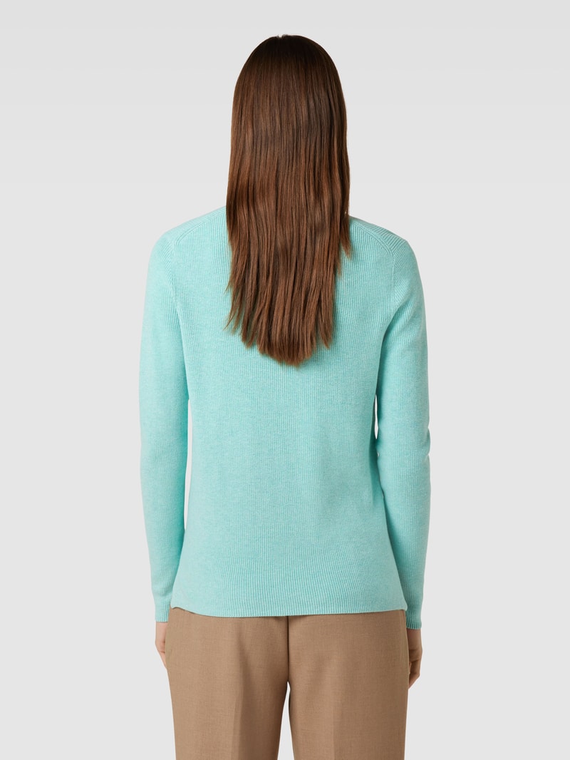 Strickpullover mit abgerundetem V-Ausschnitt in lagune melange