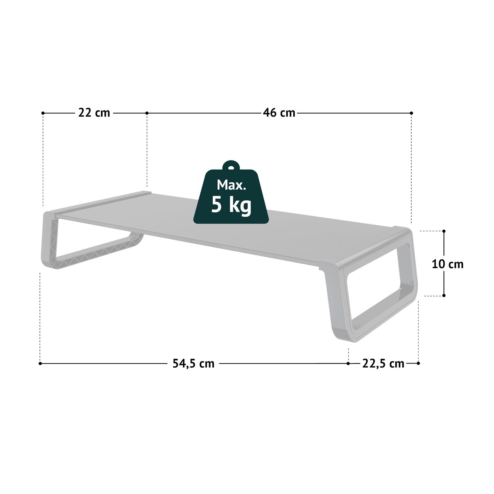 SVITA Schreibtischaufsatz ANSAN, Monitorständer, Monitorerhöhung, Glas, Schwarz