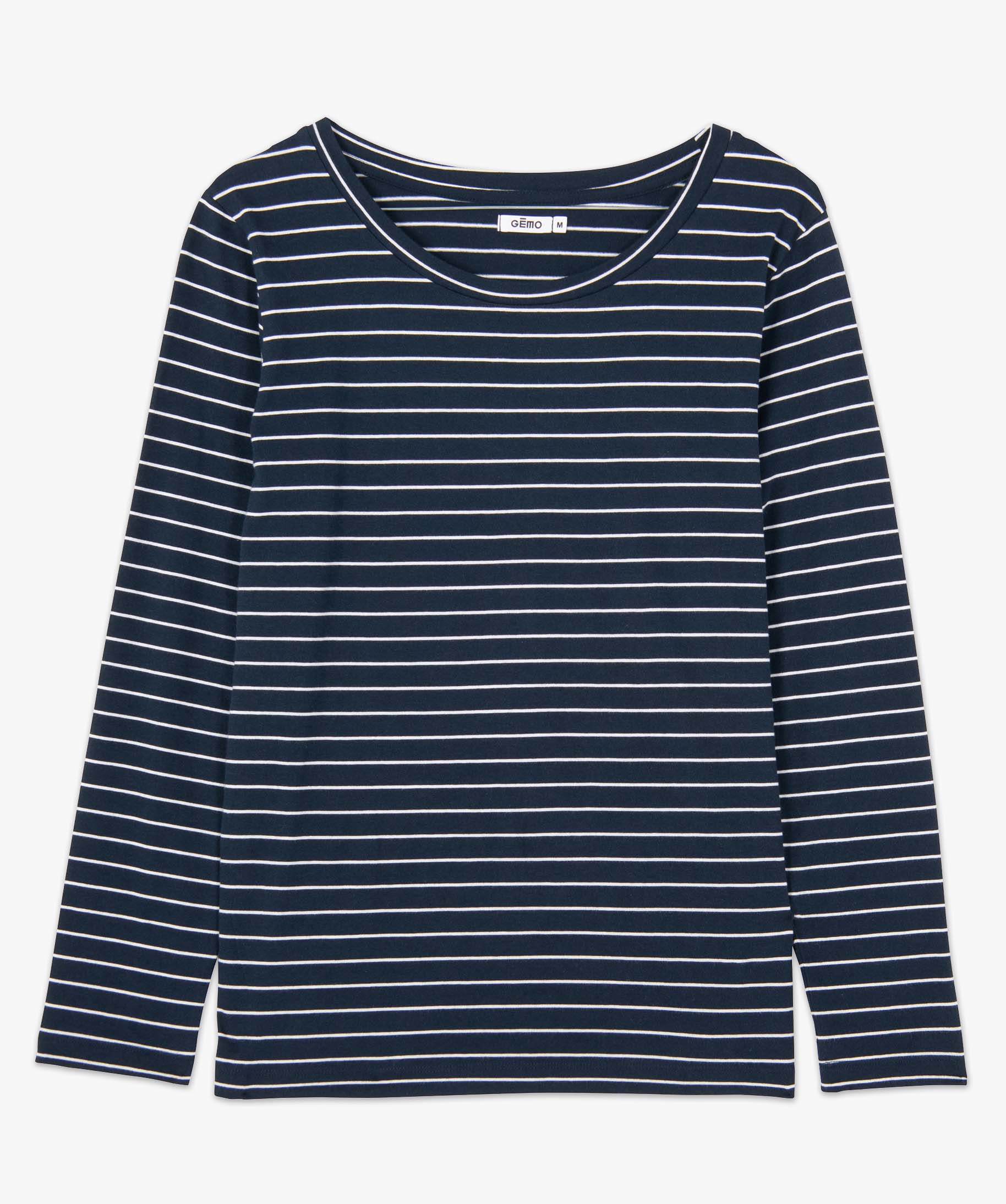 Tee-shirt femme rayé à manches longues raye | GEMO
