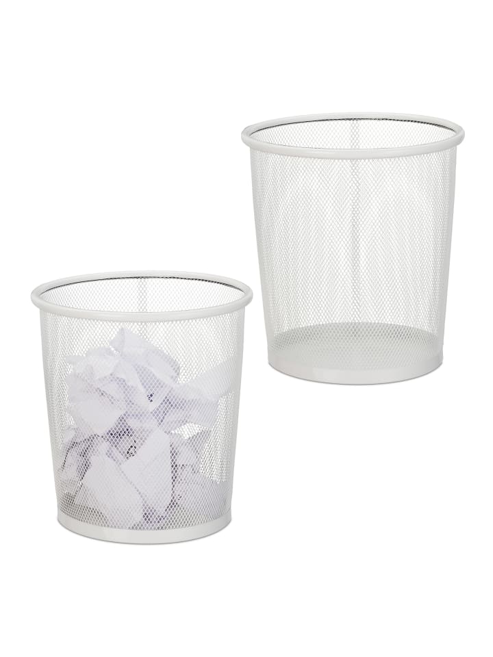 relaxdays 2x Papierkorb in Weiß günstig kaufen onesize