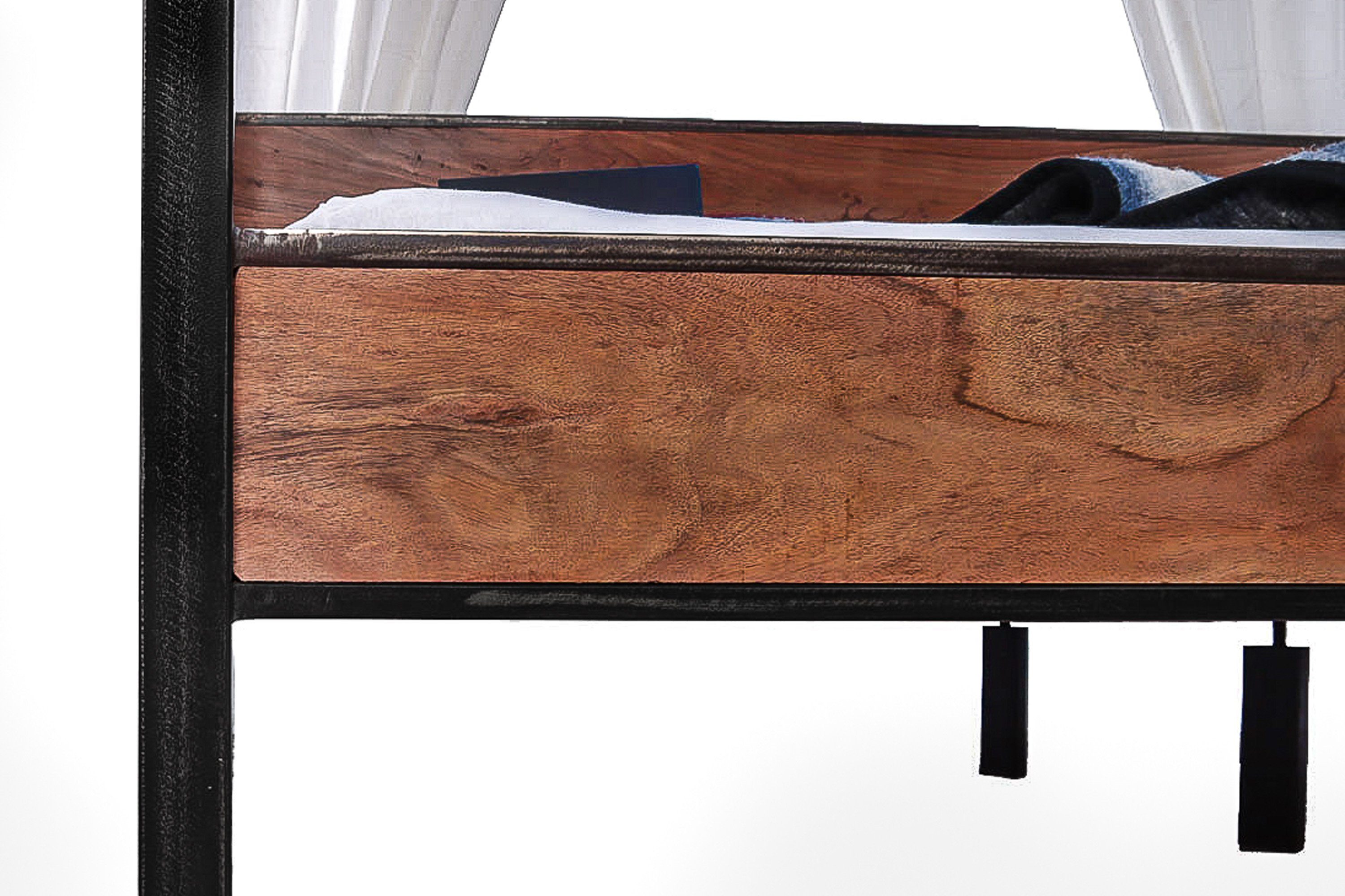 Junado® Himmelbett Romy, Himmelbett, massives Akazienholz, hohes Kopfteil