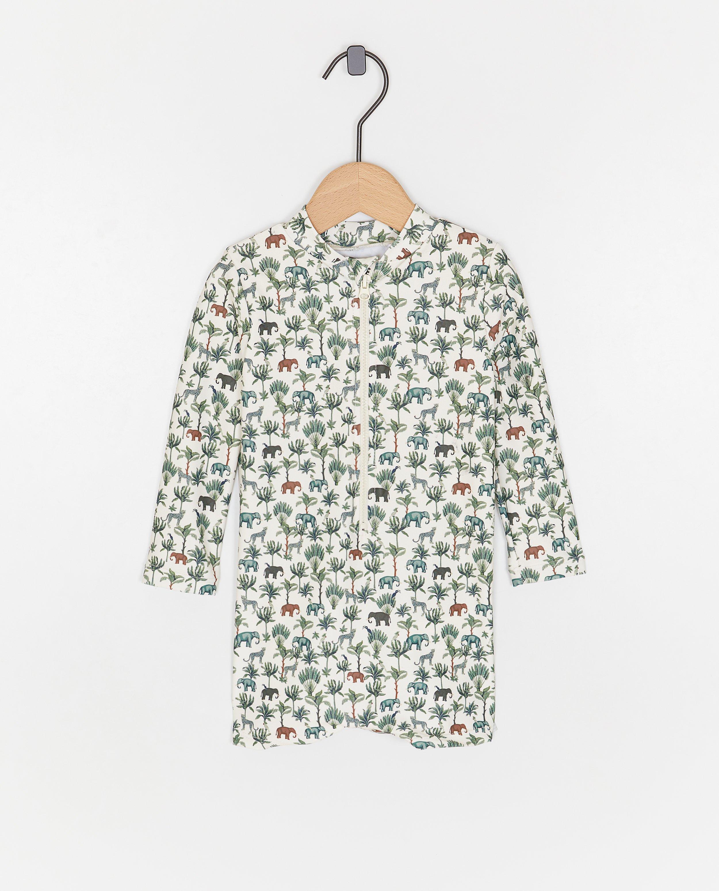 Costum de baie cu imprimeu Cuddles and Smiles, UPF 50+, 62-104, alb