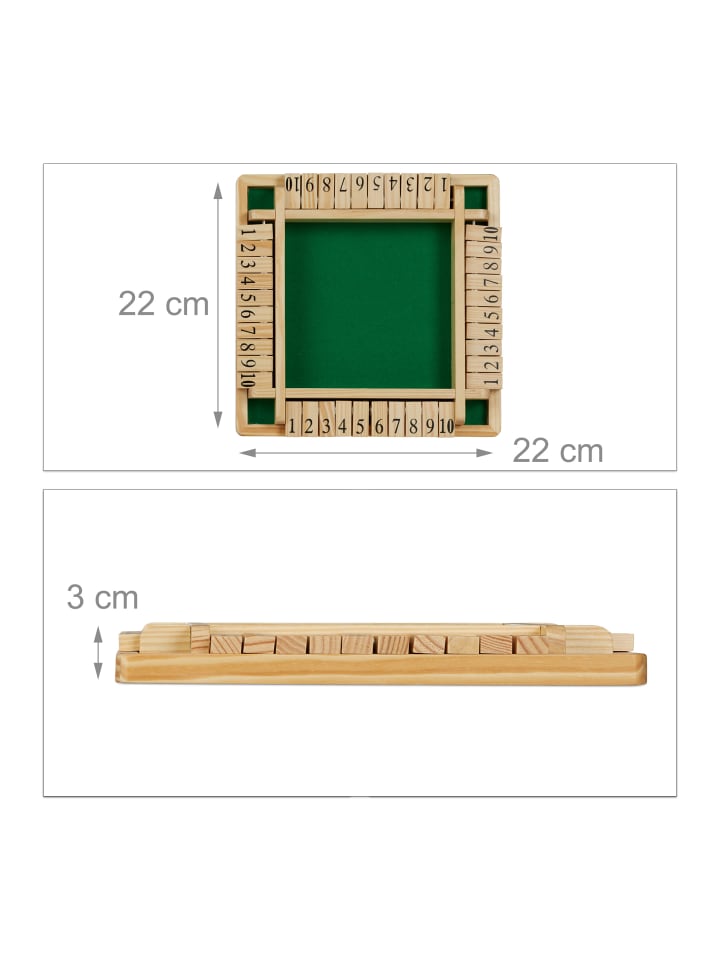 relaxdays Shut the Box Spiel in Natur/Grün günstig kaufen onesize