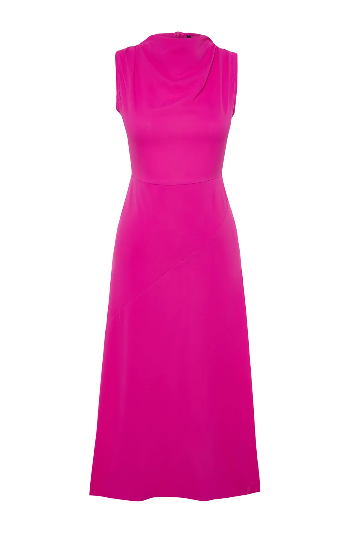 Trendyol Collection  Rosa Volantkragenrock mit Cut-out-Detail, gewebtes Midikleid TWOSS24EL00390