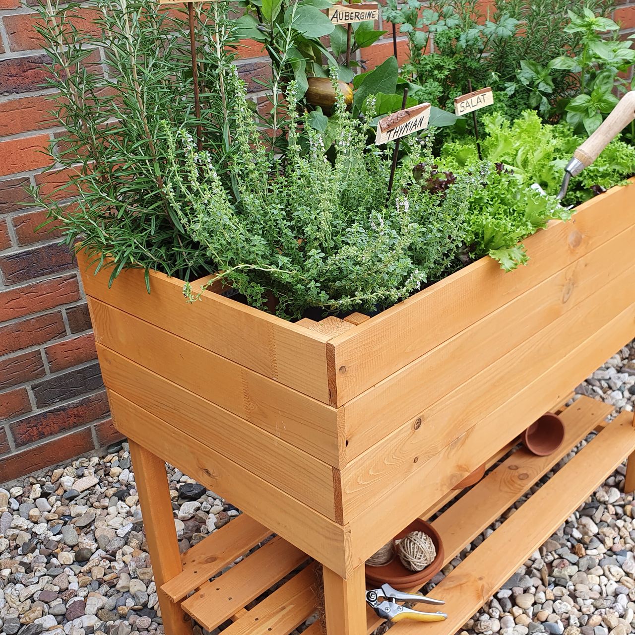 PROMEX Promadino Balkon-Kräuterbeet auf Beinen honigbraun