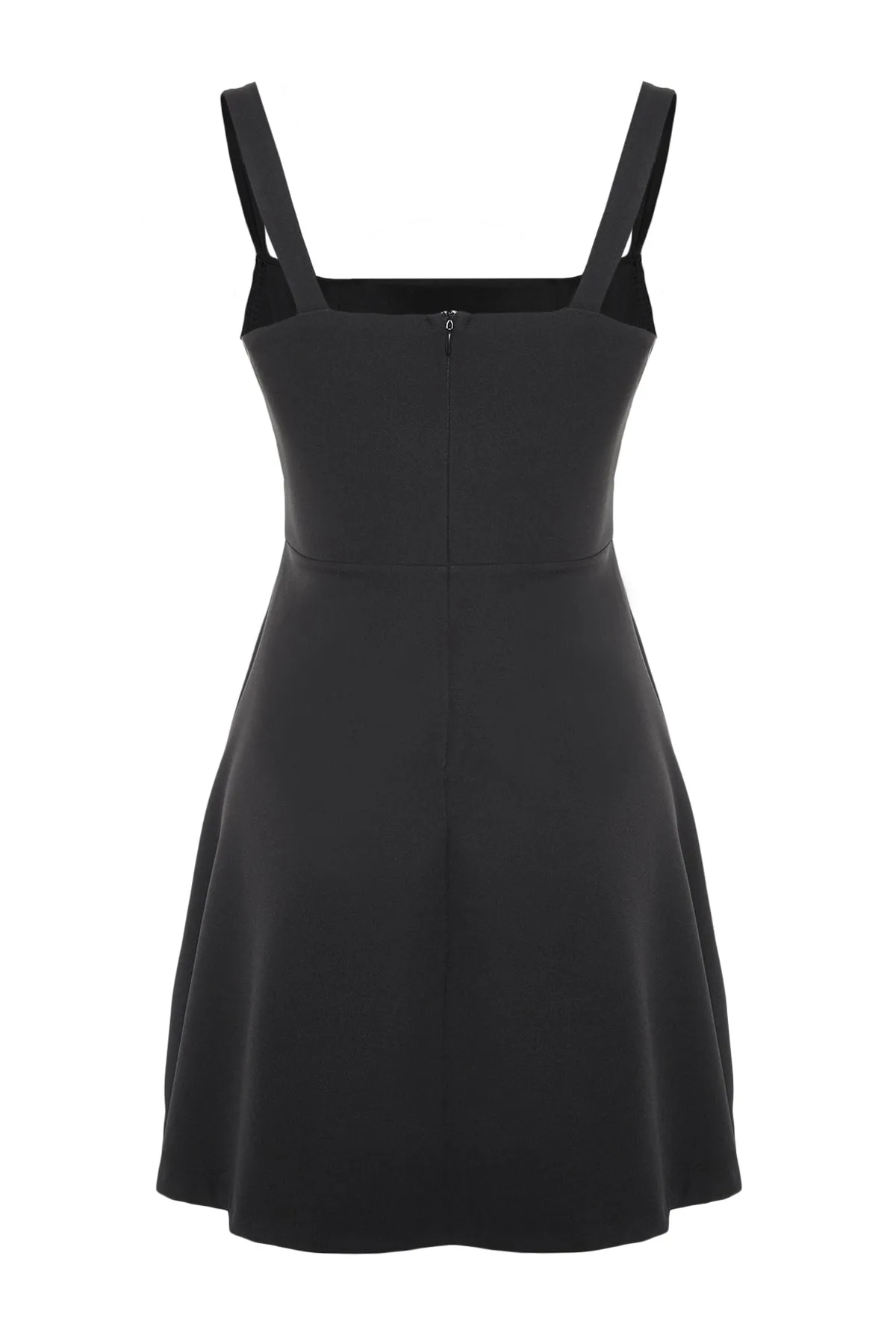 Trendyol Collection  Schwarzes elegantes Abendkleid mit offener Taille/Skater-Webmuster TPRSS23EL00031