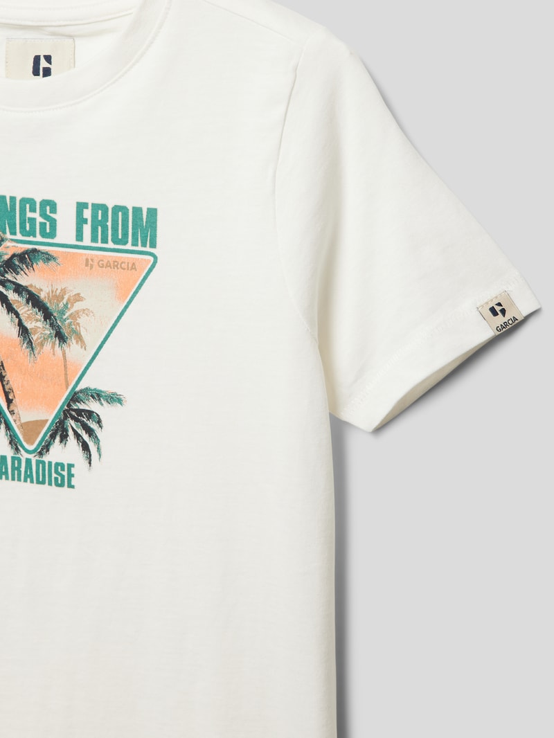 T-Shirt mit Label-Print in weiß