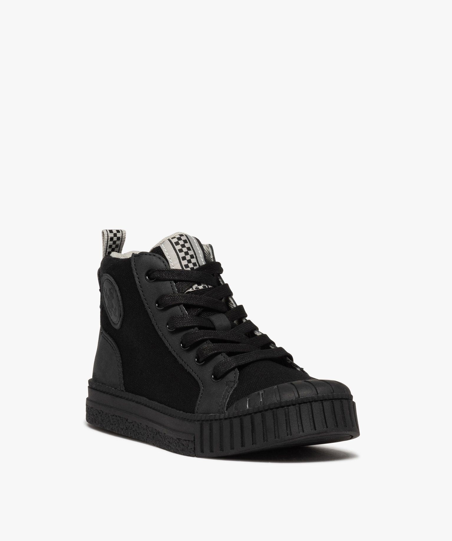 Baskets Garçon mid-cut en toile unie à bout renforcé noir | GEMO