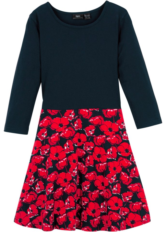 Mädchen Jerseykleid, 3/4-Arm aus Bio-Baumwolle