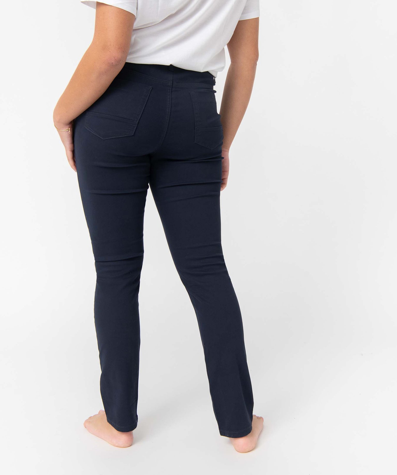 Pantalon femme coupe Regular taille normale marine | GEMO
