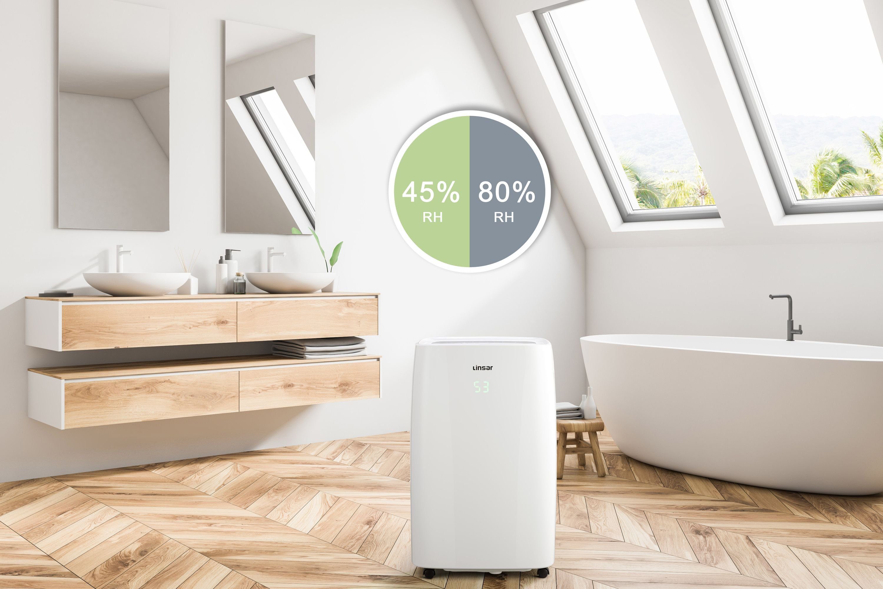 Linsar Luftentfeuchter 3 Betriebsmodi, für Räume bis 20 m², für 20 m³ Räume, Entfeuchtung 20 l/Tag, 20 l in 24 Std für Räume bis zu 20 m²/ 30m³