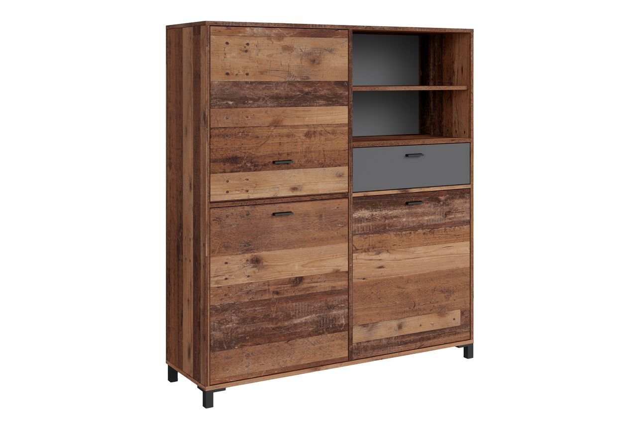byLiving JACKSON Highboard, Breite 126 cm, Old-Wood-Optik, anthrazit