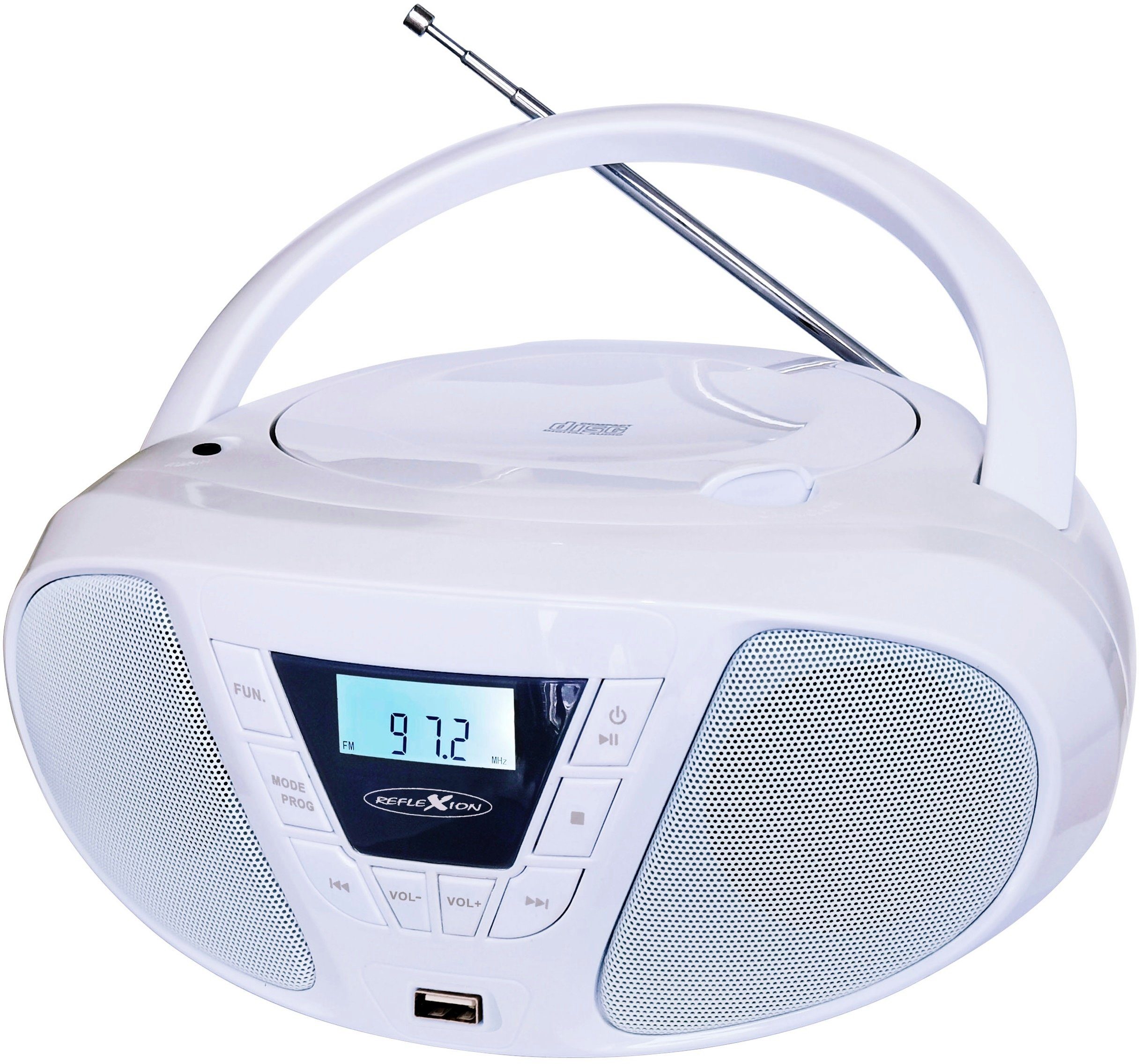 Reflexion CDR614U Boombox (UKW PLL Stereo Radio, 16,00 W, Programmier-Funktion (CD: 20 Tracks), USB für MP3-Wiedergabe, Boombox)