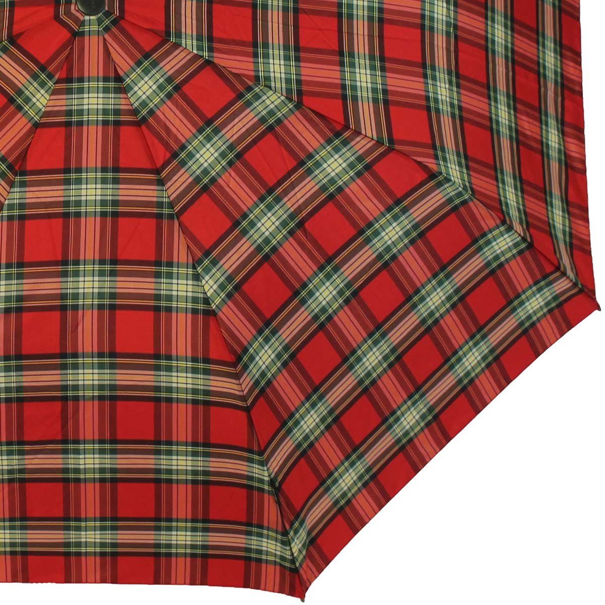 Knirps® Taschenregenschirm Fiber T1 Auf-Automatik - Sturmsicher - check red, der stabile Klassiker