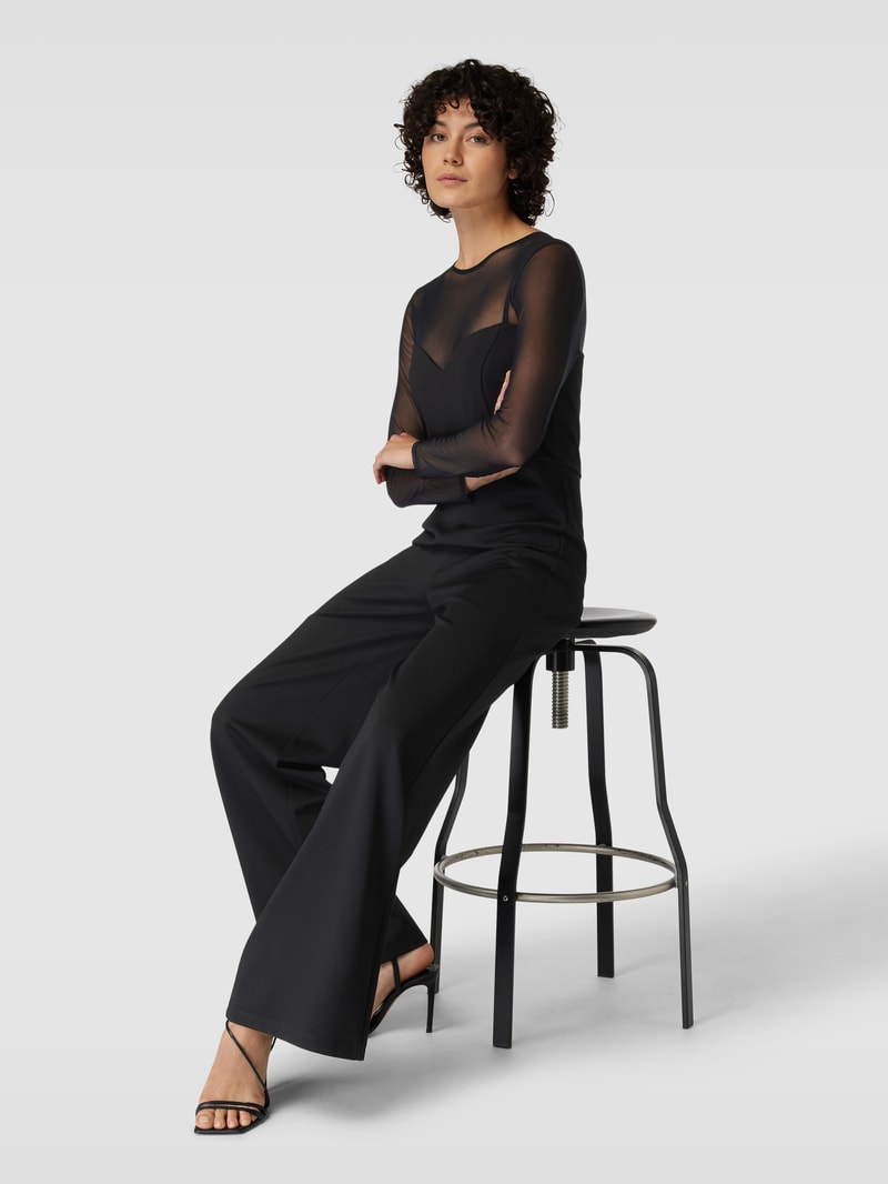 Jumpsuit mit semitransparentem Oberteil in black