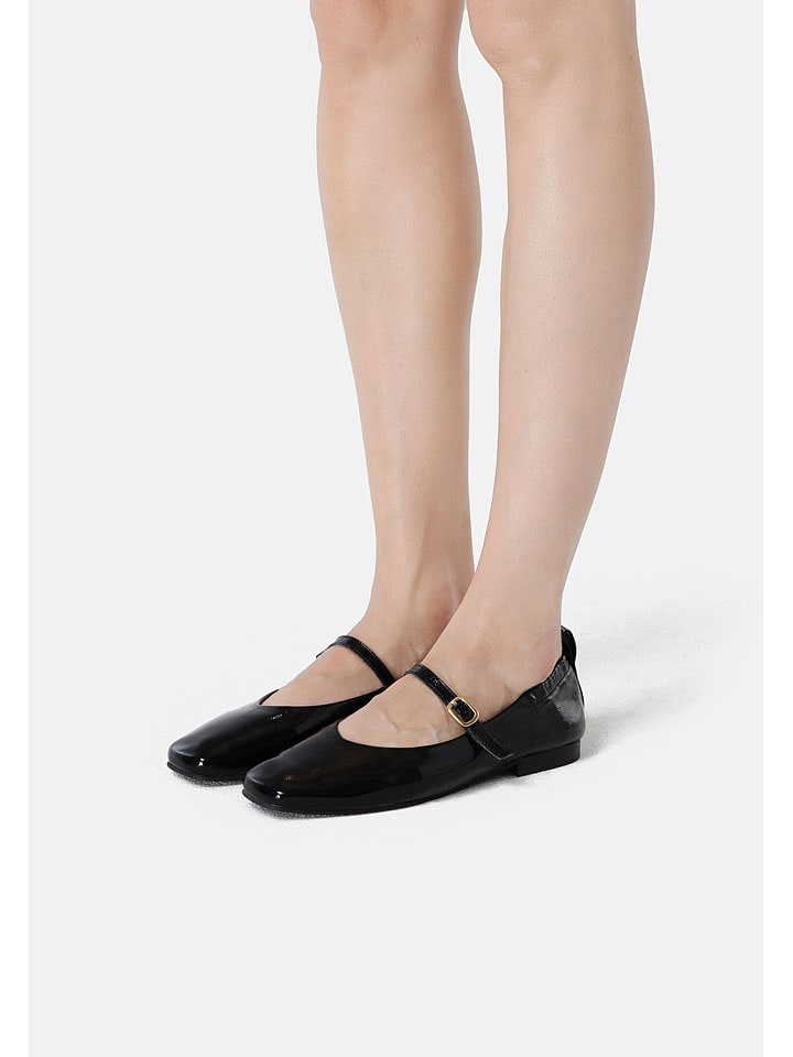loft37 Leder-Spangenballerinas in Schwarz günstig kaufen