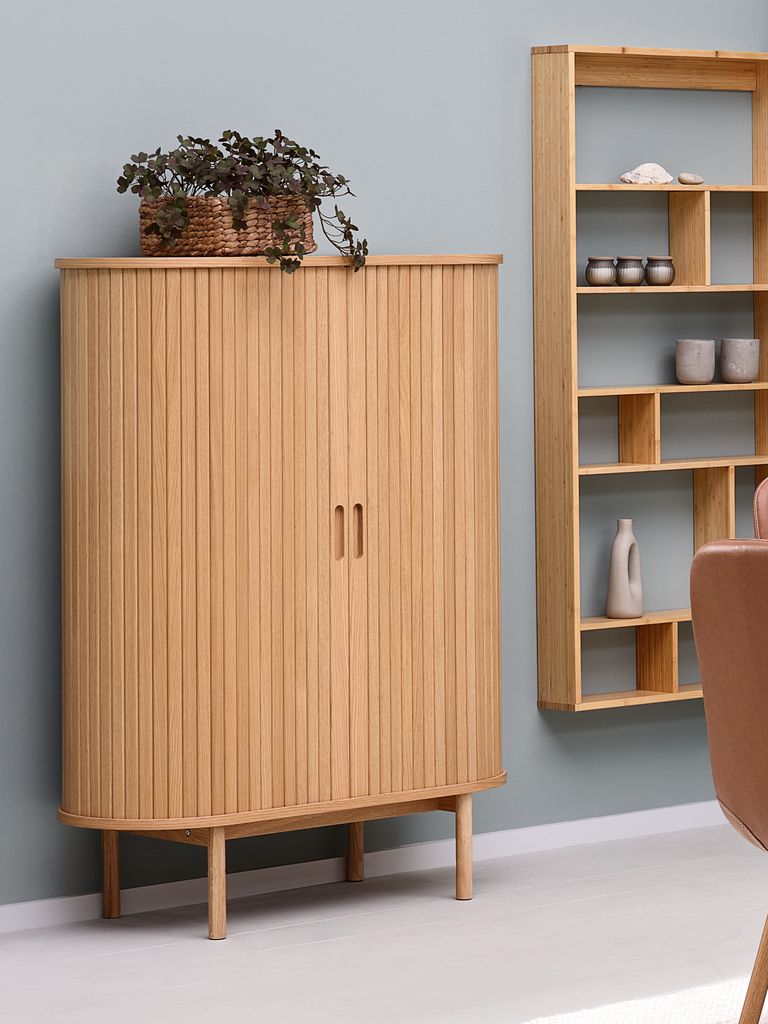 LYNGVIG Szafka LYNGVIG 90cm 2 drzwi żaluzjowe naturalny dąb
