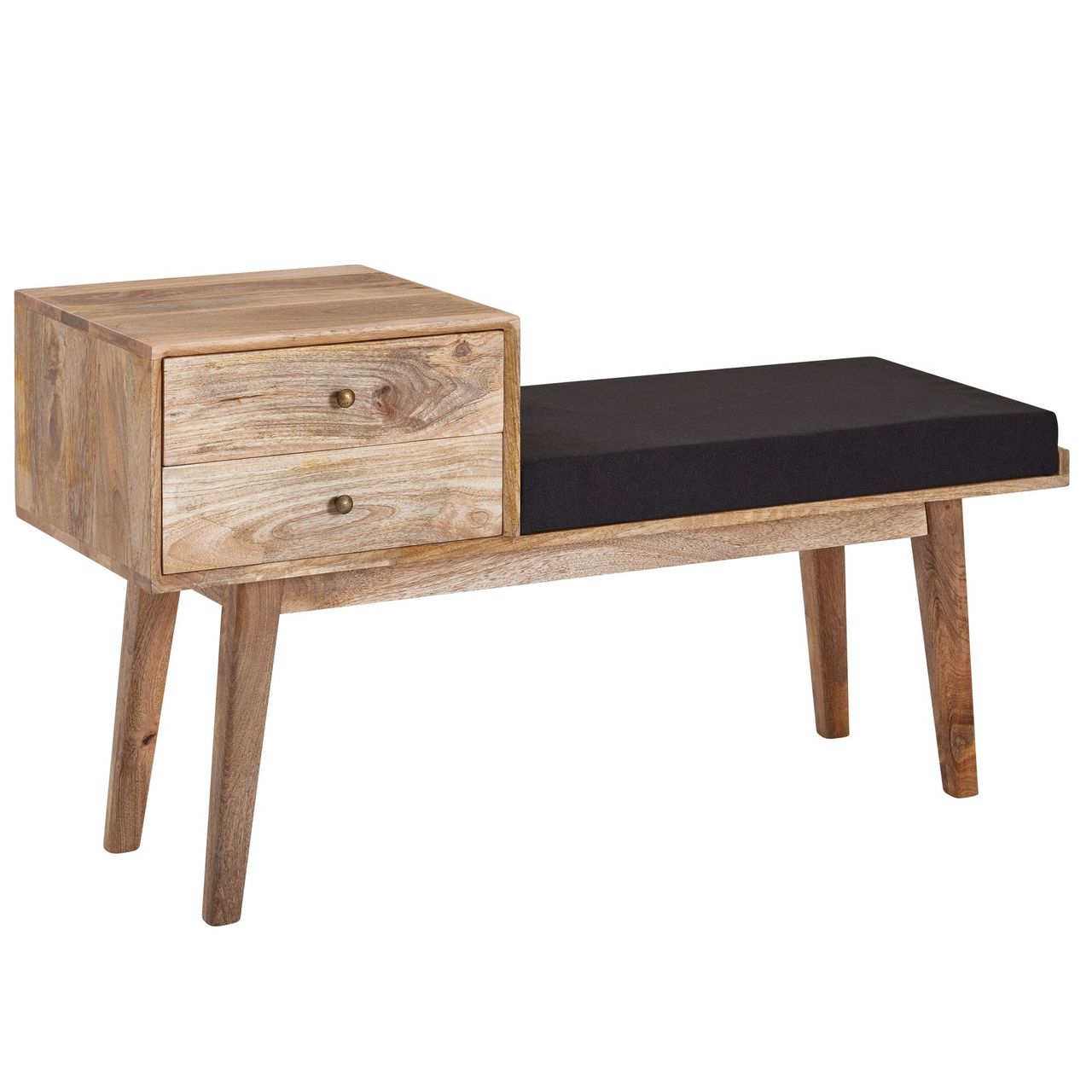 Wohnling Sitzbank Stoff Holz Massiv 120 cm
