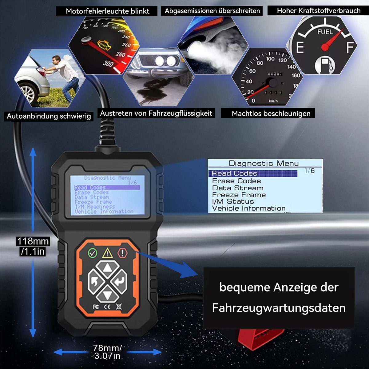 DOPWii OBD2-Diagnosegerät OBD2-Diagnosegerät, für alle OBD2 Protokollautos diagnostizieren