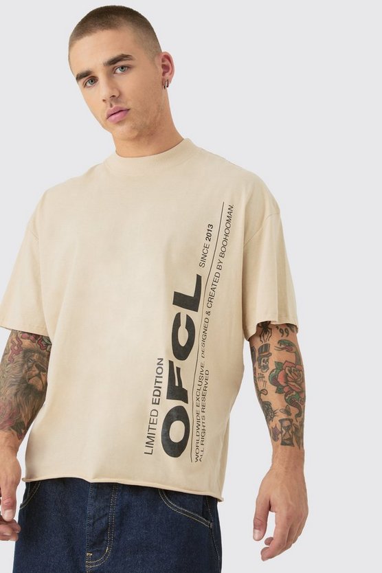 Kastiges Oversize T-Shirt mit Official Text Print
