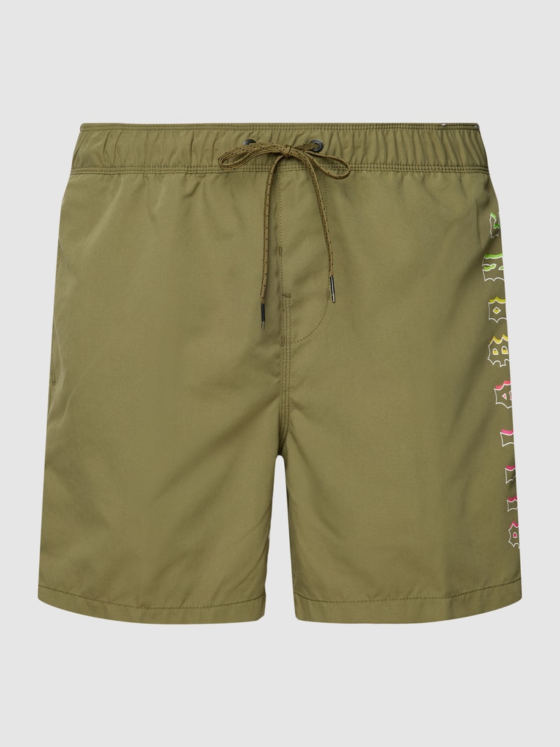 Badehose mit Label-Detail Modell 'ALL DAY HERITAGE' in khaki