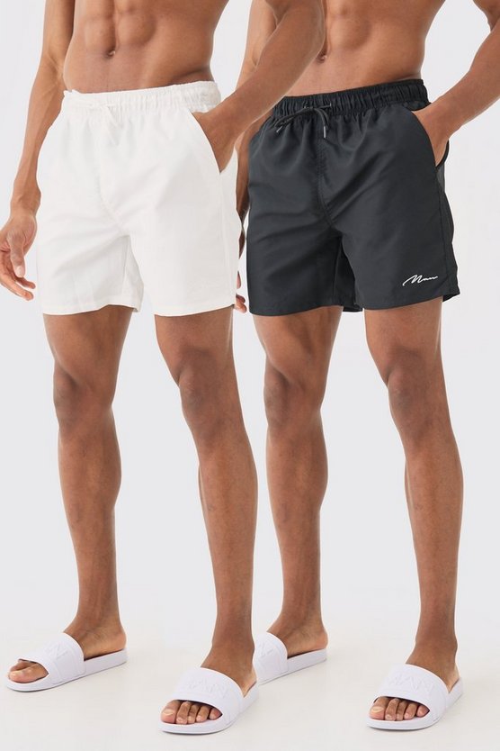 2er-Pack mittellange Man Signature Badehose
