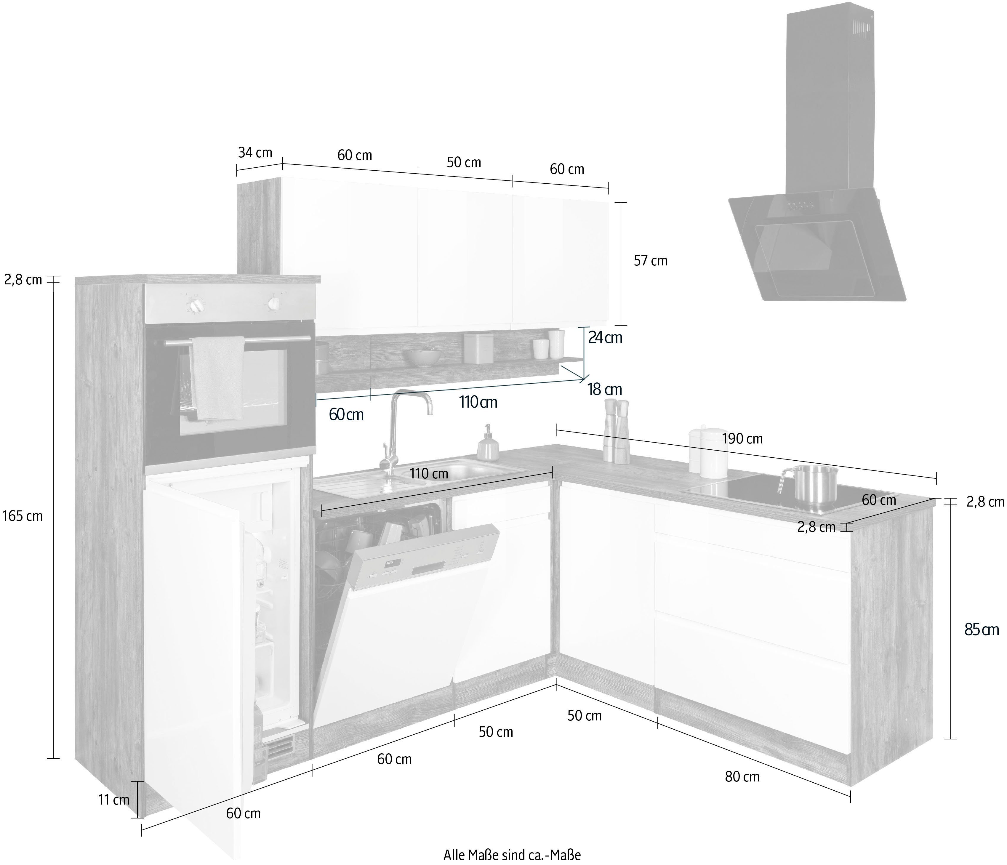 HELD MÖBEL Küche Virginia, Stellbreite 230/190 cm, mit E-Geräten