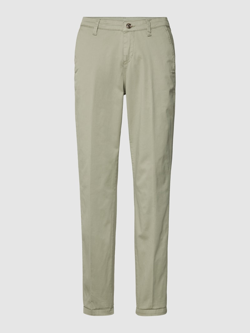 Regular Fit Hose mit Knopf- und Reißverschluss Modell 'TURN UP' in khaki