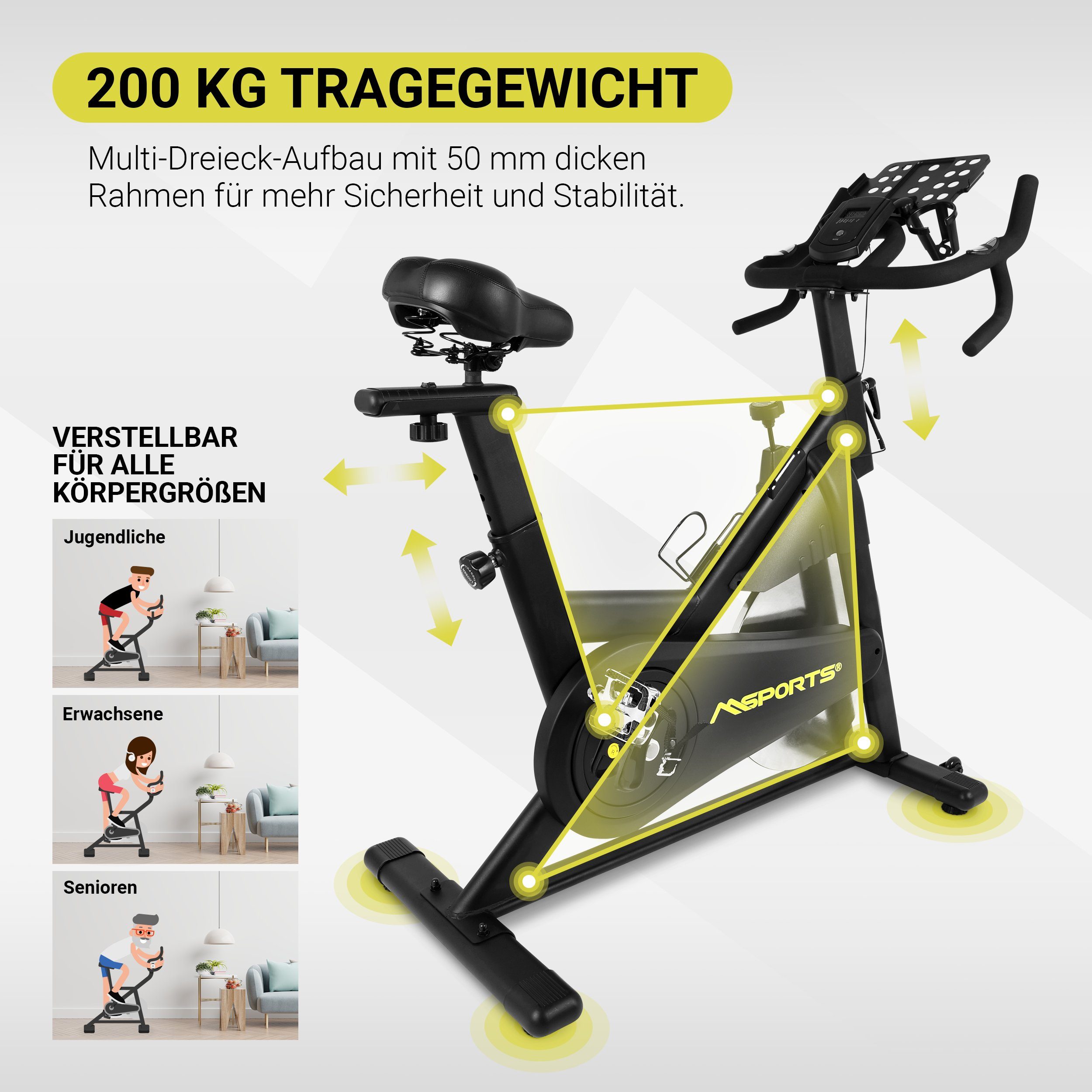 MSports® Speedbike Indoor Cycling Bike Black Series - 20KG Schwungrad