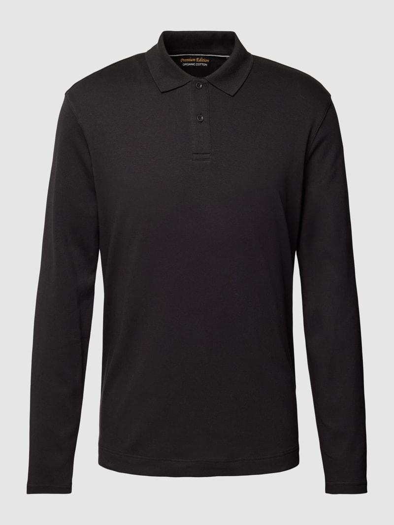 Poloshirt mit langen Ärmeln in schwarz
