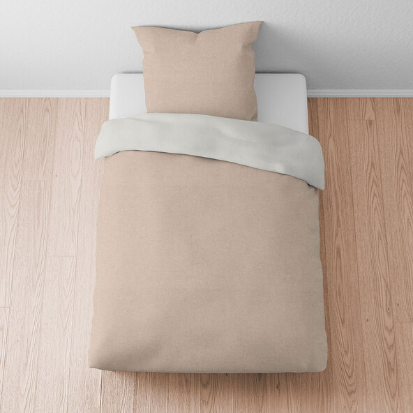 Melange-Flanell Bettwäsche, 135 x 200 cm, beige