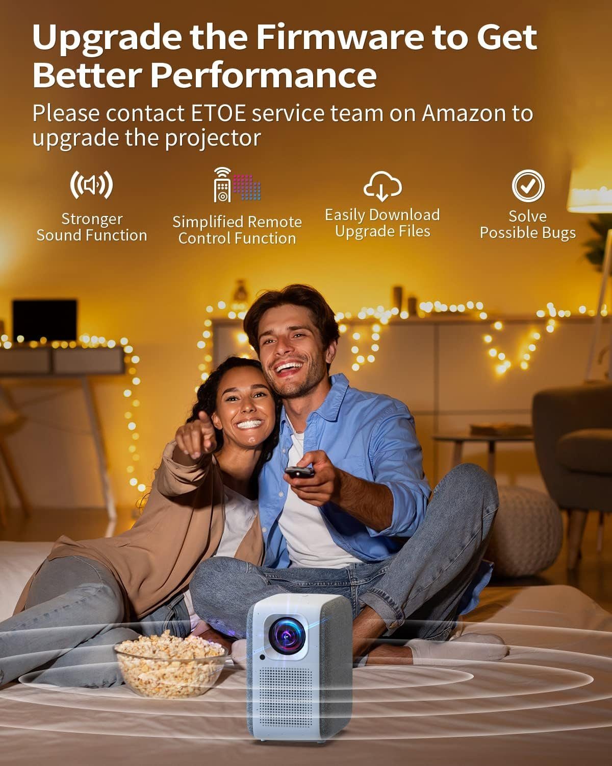 ETOE Beamer (1920 x 1080 px, 4K Projektor mit Android 5000+ Apps 500 ANSI Stereo Lautsprecher)