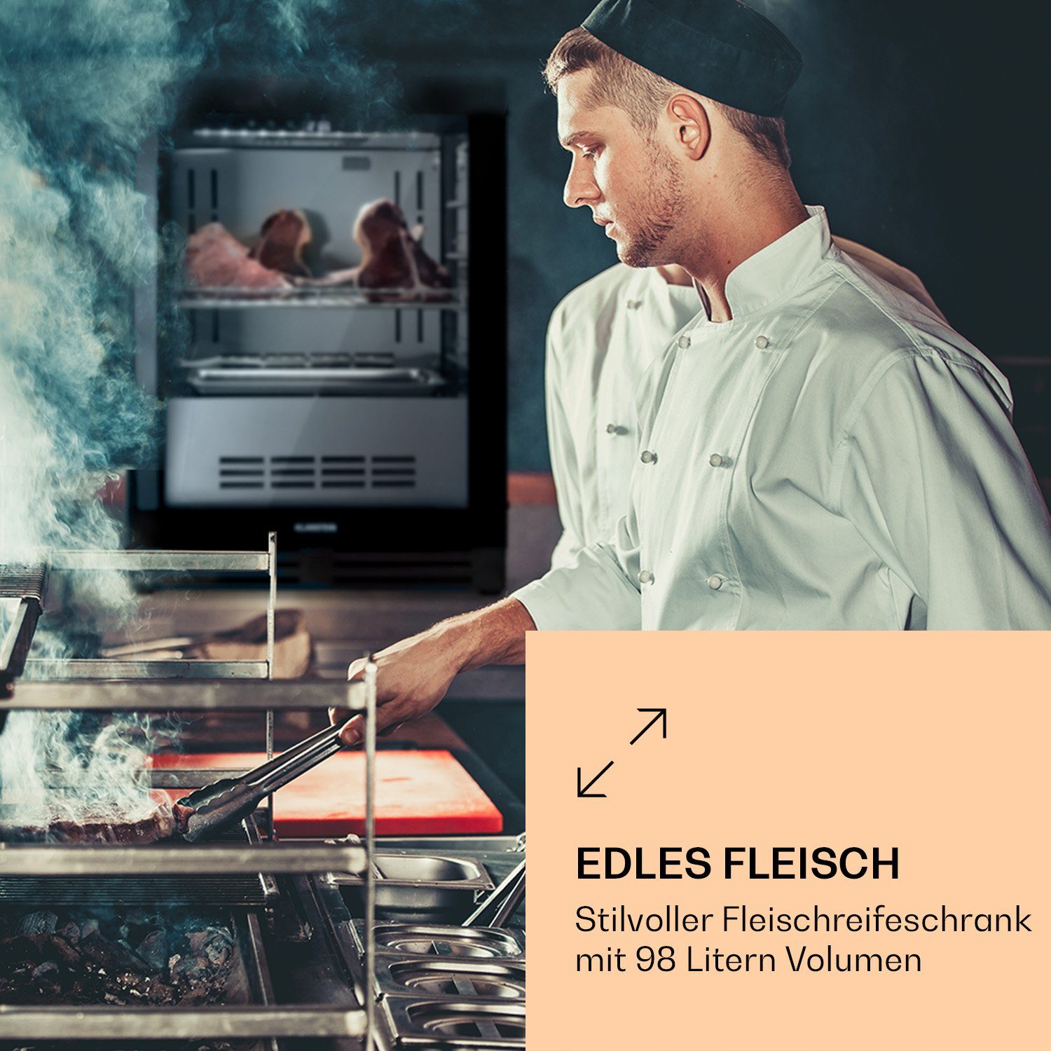 Klarstein Getränkekühlschrank HEA10-Steakhouse98-O 10039934, 82 cm hoch, 59.5 cm breit, Steakhouse Flesich Kühlschrank Fleischreifeschrank