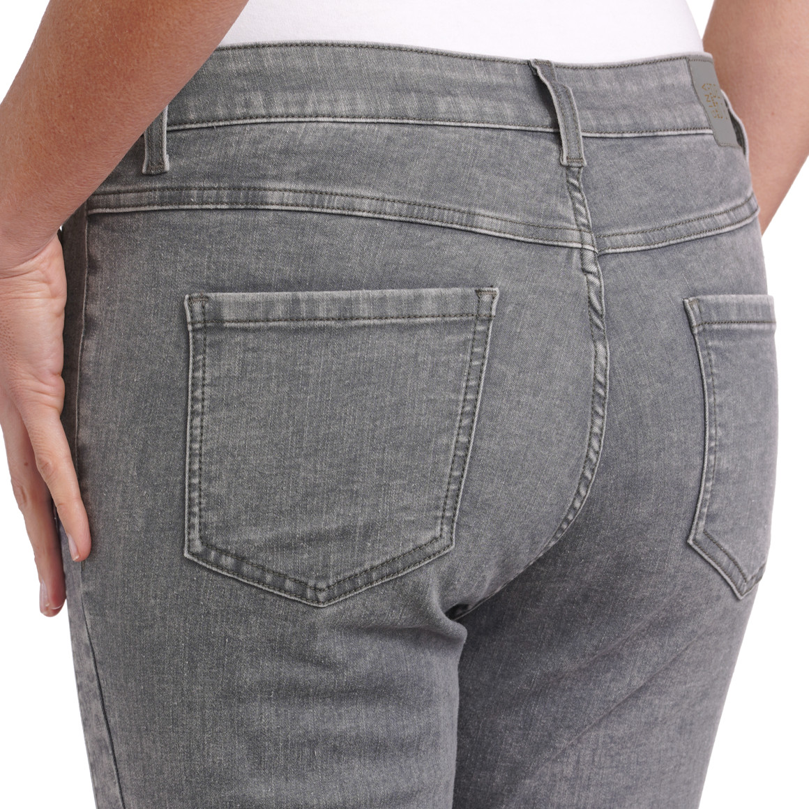 Damen Slim-Jeans mit bedrucktem Beinumschlag
