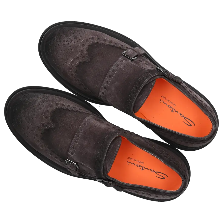 Santoni - Monk Schuhe 16232 Veloursleder - grau